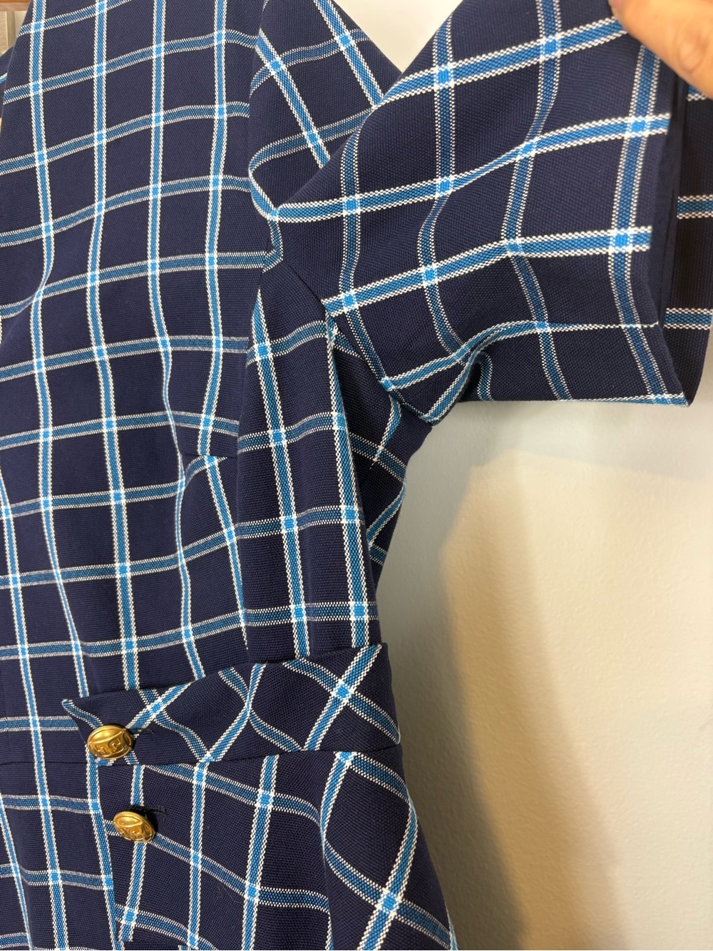 Escada‎ V-Neck Windowpane Sheath Dress - Picture 5 of 16